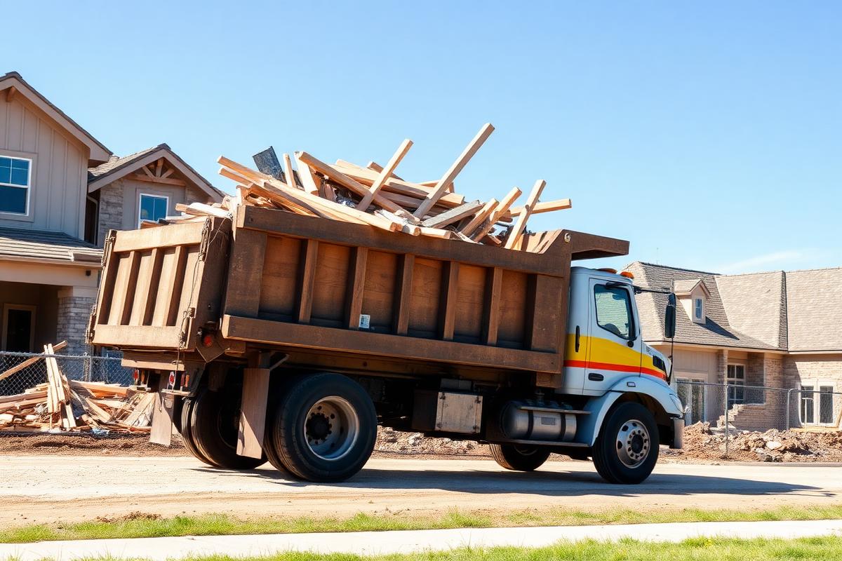 Construction debris hauling from a new-build home site in Kyle, TX