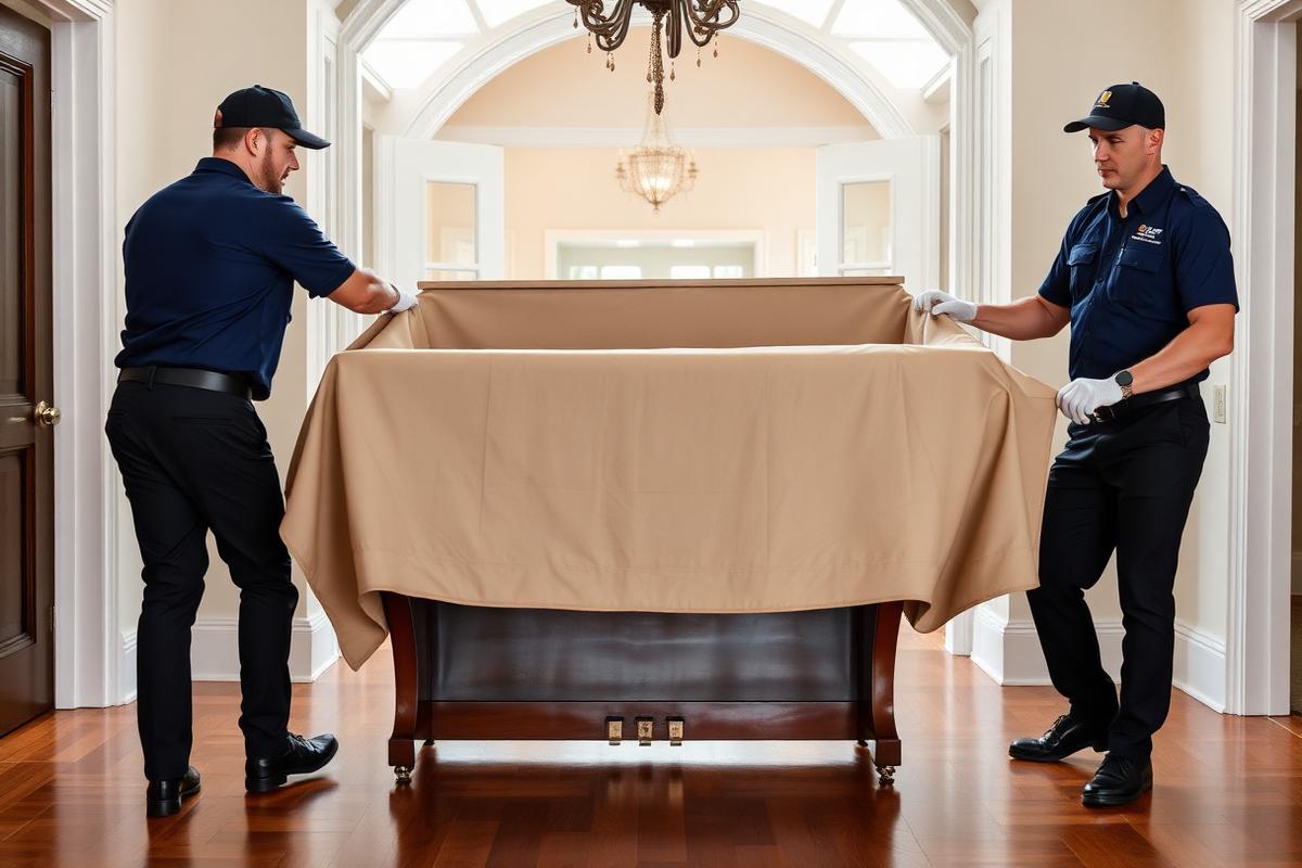 White-glove piano and high-value item removal inside a luxury Circle C Ranch, TX home